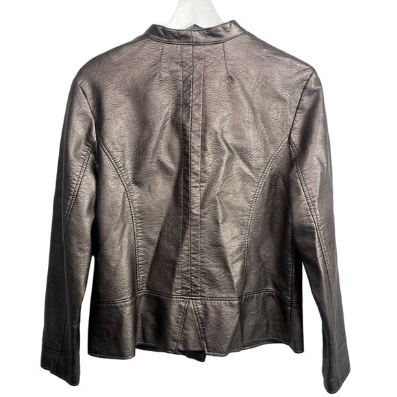 Alfani Metallic Faux Leather Moto Jacket Size Medium - Picture 7 of 16